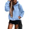Womens Oversized Hooded Sweatshirt Long Sleeve Solid Color Fleece Lined Casual Top Teens Young Adults
