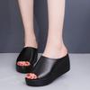 20252025 Direct Batch of New Slope Heel Cool Slippers Women's Summer Muffin Thick-soled Slippers High Heel One-word Cool Slippers Women