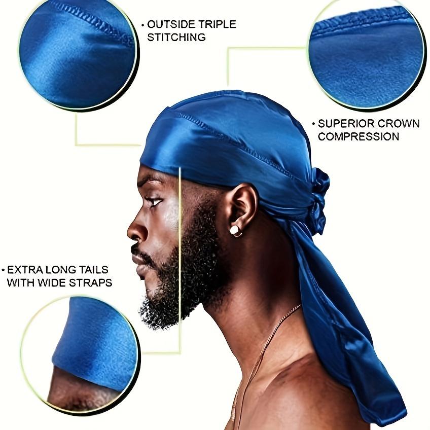 Męska Jedwabna Durag Opaska Bandana Jedwabny Du Rag Doo Rag Długi Ogon Nakrycie Głowy na Falę