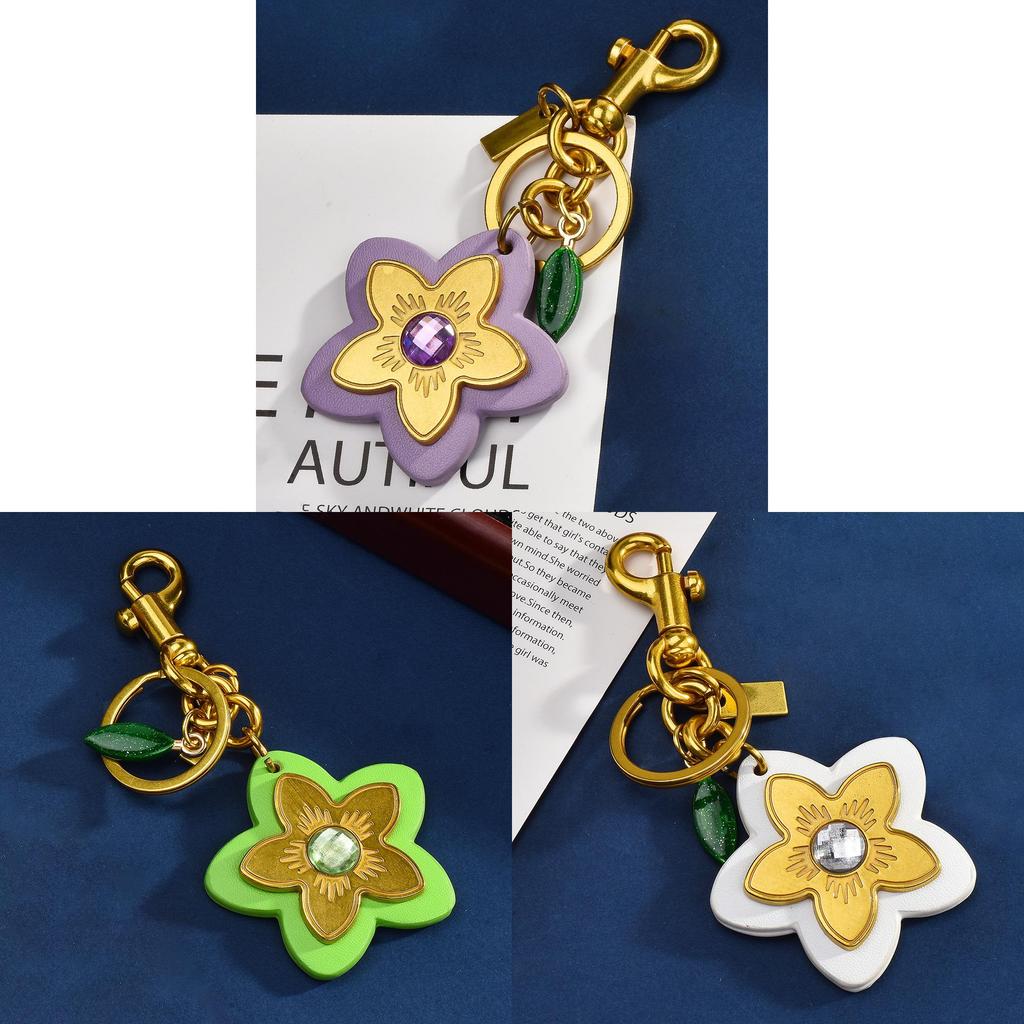 Style Flower Keychain For Handbags And Car Keys With Metal Plating For Gifts