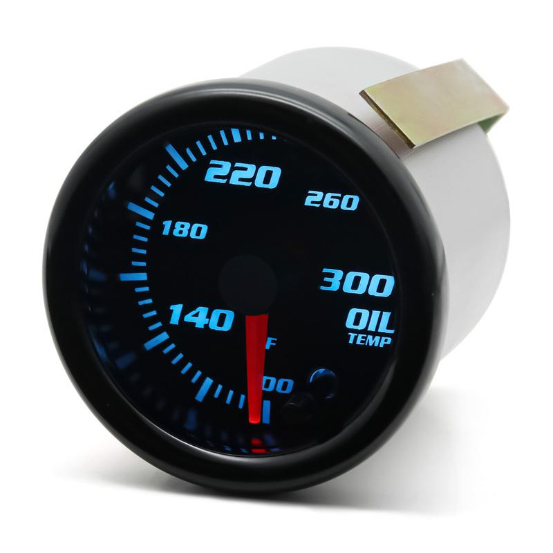 52mm 12V Professional Oil Temperature Gauge with 7 Colors Backlight 50-150℃ 100~300℉ 1/8NPT Oil Temp Sensor Universal for Car