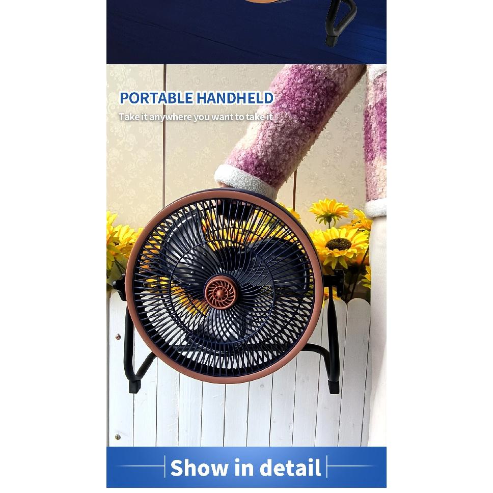 Portable Battery Operated Solar Fan Rechargeable for 6-24 Hours Use Ideal for Camping Patio Fishing with USB Output