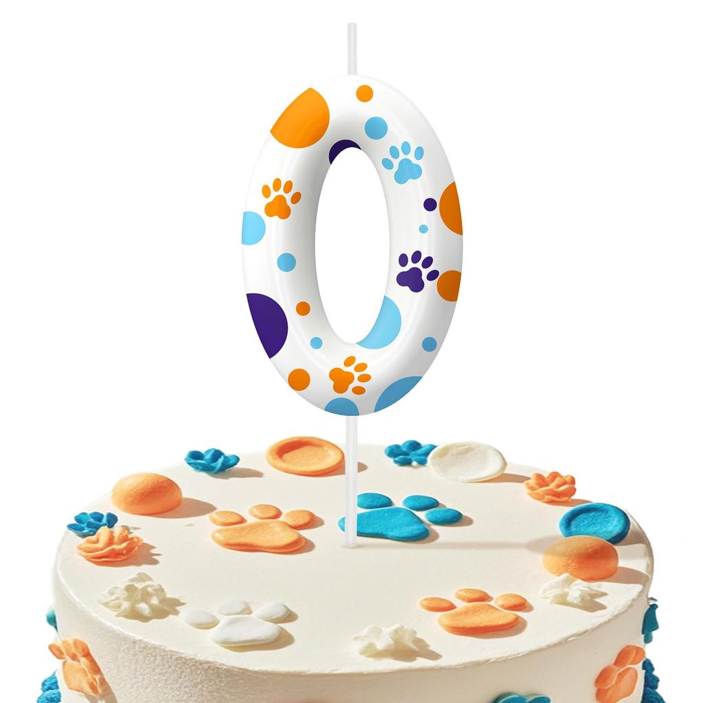 Blue Dog Paw Number0-9 Birthday Candle for Boys Girls - Cake Decorations, Dog Lovers Themed Party Decor Kids Party Supplies