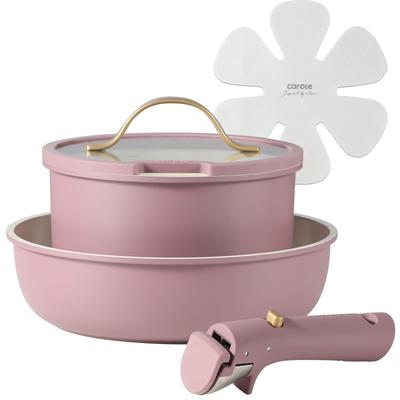 CAROTE Frying Pan Set of Pot Compatible with IH and Gas PFOS Removable Marble Easy To Luxurious One Year Petit Luxury Gold Luxe Series 5, Set, Fires,