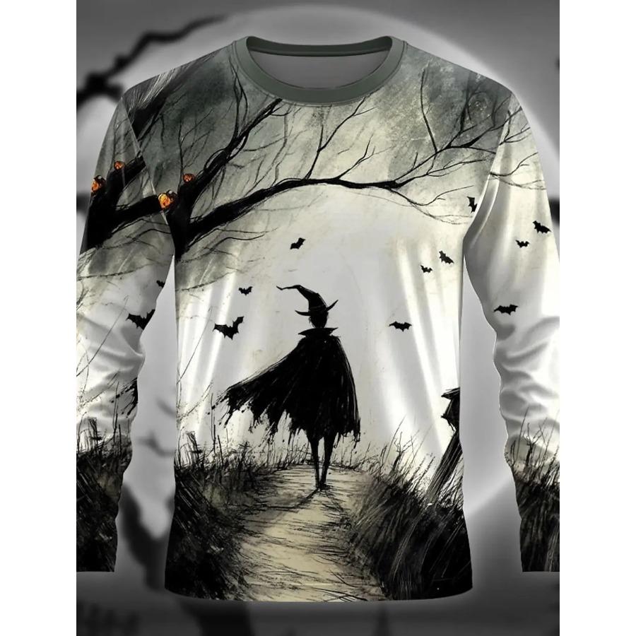 Reaper Designer Retro Vintage Men's 3D Print T Shirt Tee Street Casual Daily Halloween Long Sleeve Crew Neck Clothing Apparel
