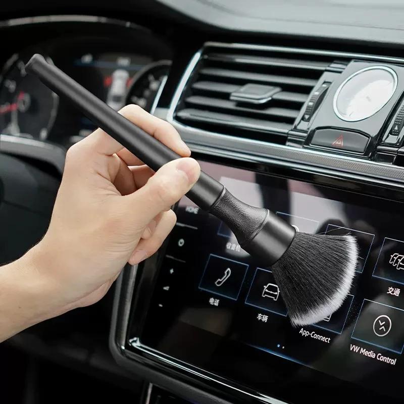 2pcs Ultra-Soft Car Detailing Brush Super Soft Auto Interior Detail Brush Synthetic Boars Hair for Cars Seat Leather Cleaning