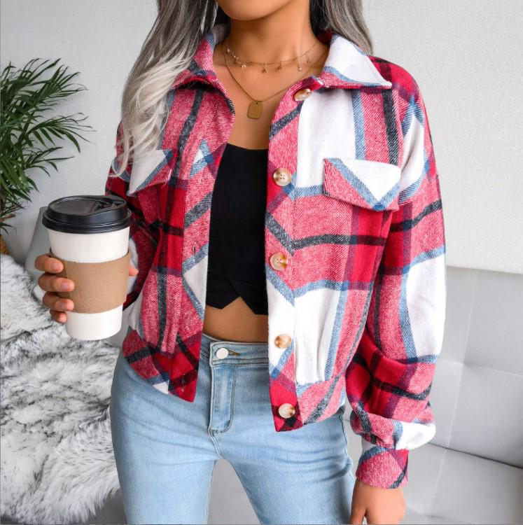 European & American Plaid Lantern Wool Long-Sleeve Coat for Women - Autumn/Winter Collection 2022.