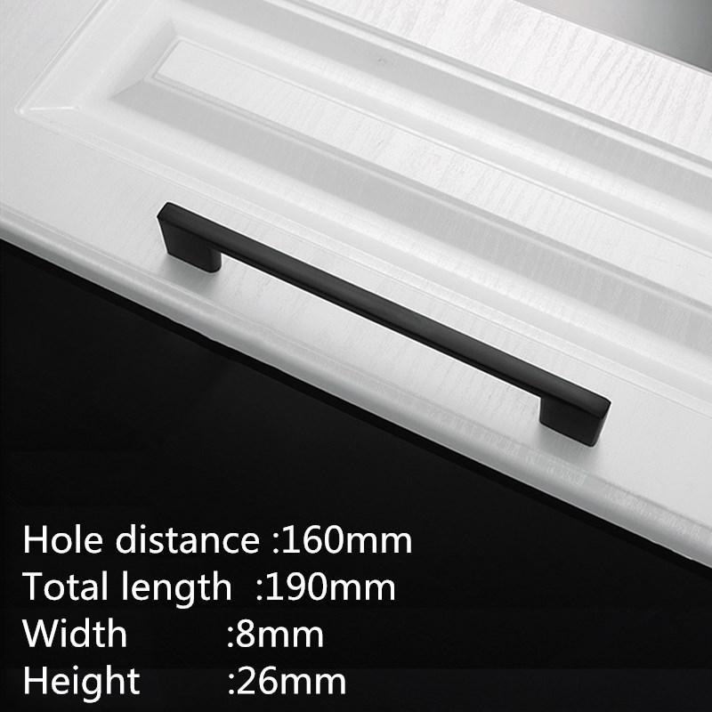 KK&FING 1PC Simple Black Aluminum Kitchen Cabinet Door Handles Drawer Pulls Glass Cabinet Wardrobe Door Pulls Furniture Hardware