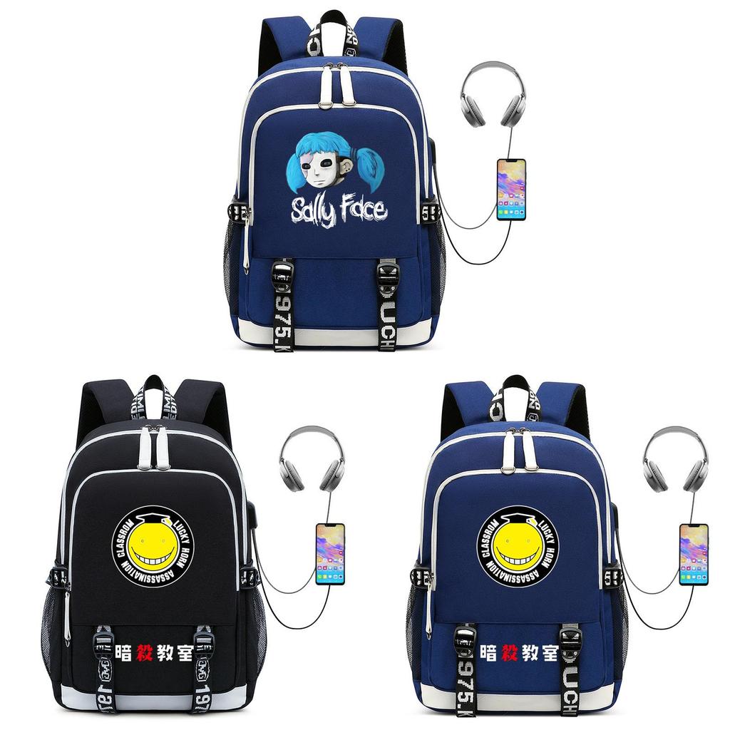 Assassination Classroom Usb Charging Student Backpack With Water Resistant Oxford Material For School Use