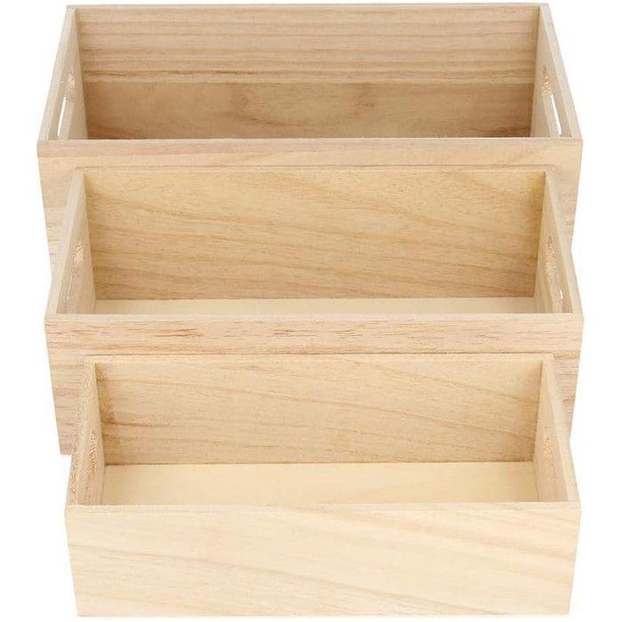 Storage Boxes - ARTEMIO - 3 Pieces - Raw Wood - Beige - Mixed