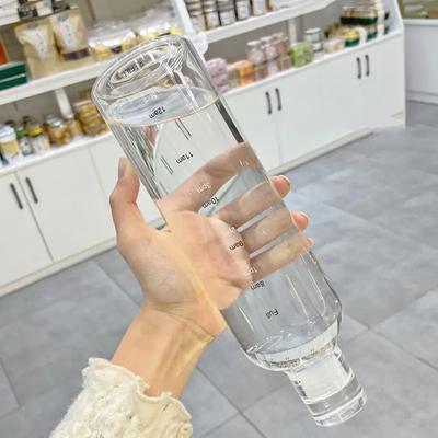 Ins 750/500ML Παγούρι Μεγάλης Χωρητικότητας με Καπάκι με Δείκτη Χρόνου για Νερό Ποτά Διαφανές Χυμό Απλό Ποτήρι Δώρο Γενεθλίων
