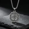 Vintage Celtic Knot Necklace for Men Boys,Stainless Steel Round Pendant Necklace,Punk Amulet Jewelry Gift