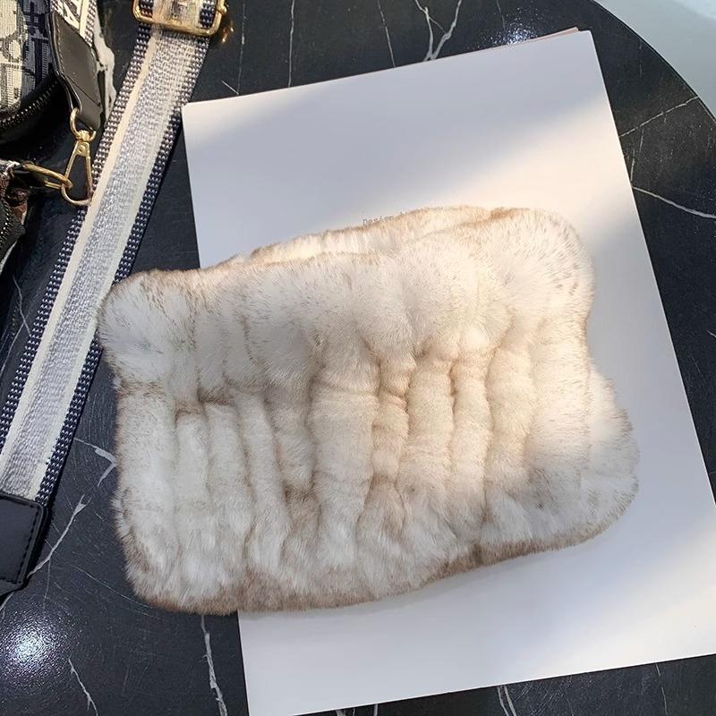 Rex Rabbit Hair Neck Cover Women's Winter Elastic Mesh Scarf Headband Versatile Real Fur Plush Headgear Children's Scarf