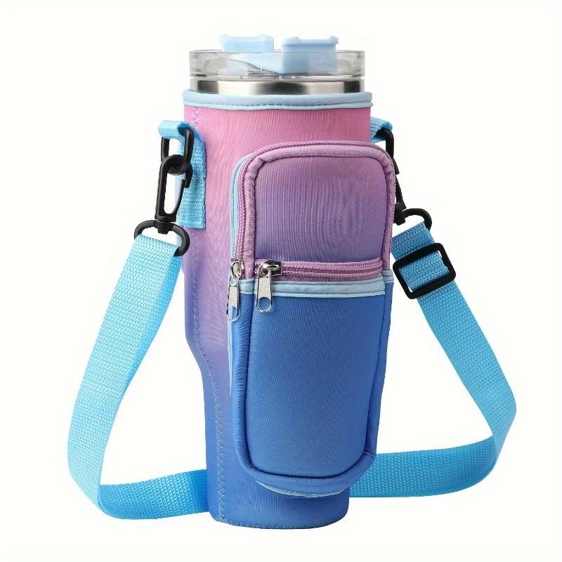 1PC Water Bottle Carrier Bag for Tumbler, Insulated Tote with Phone Pocket & Adjustable Strap, Cup Holder Strap for Stanley Cup