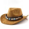 Bohemian belt men's and women's suede woolen denim jazz felt hat curled top hat tibetan sunscreen hat