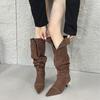 French Pointed High-heeled Western Cowboy Boots Women's Autumn and Winter New Models But Knee Women's Boots Trend Stacking Boots Fashion Boots