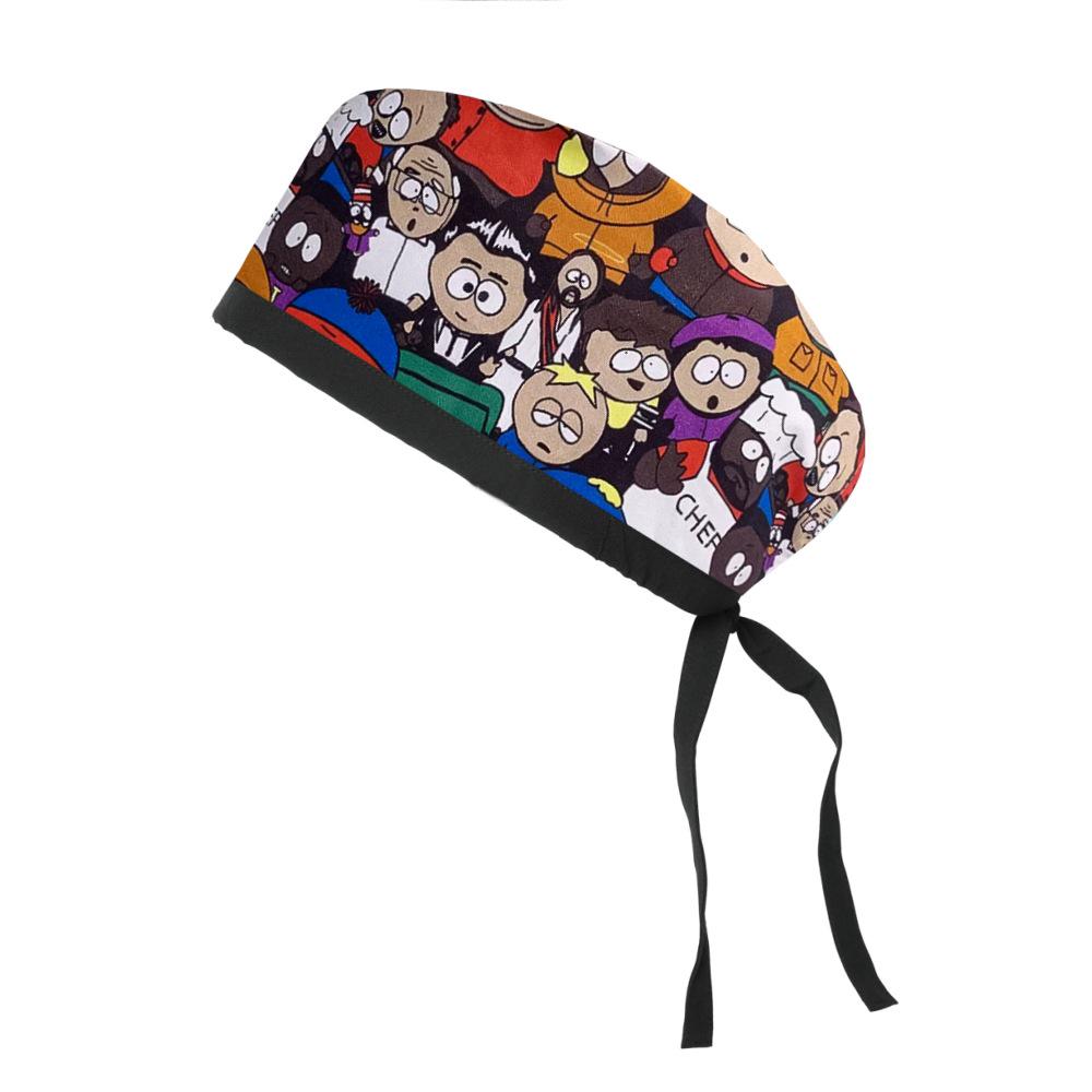 Adjustable Cotton Surgical Cap with Cartoon Print for Women and Men