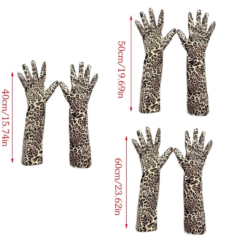 Trendy Animal Pattern Extended Cuffs Gloves With Soft PU Fashion Costume Accessory For Cold Weather Protection