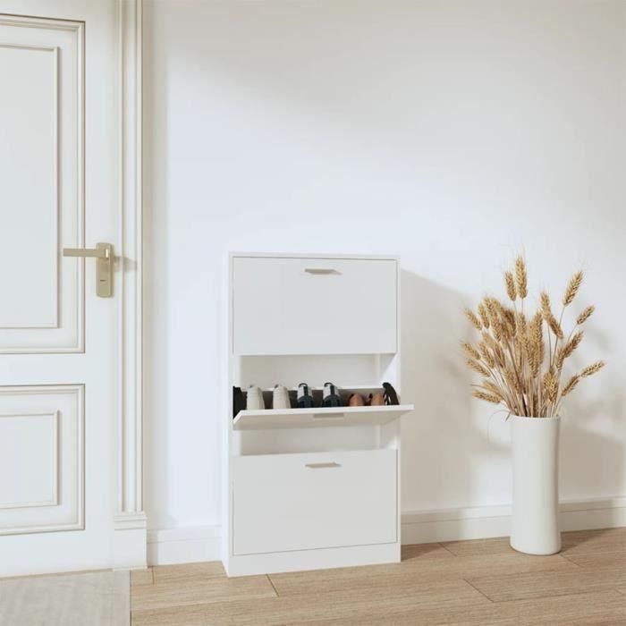 VidaXL Armoire à chaussure Blanc brillant 59x17x108 cm Bois ingénierie 342530