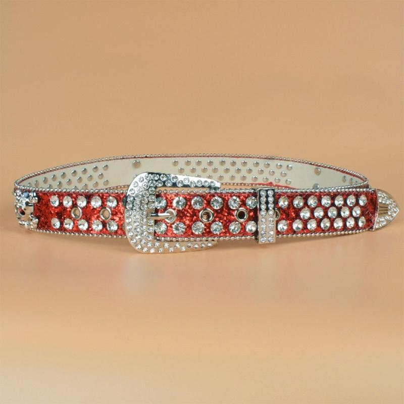 Steampunk Rhinestone Belt Women Waist Belt Western Cowgirl Skull Studded PU Leather Belt for Teenager Girl Female Male