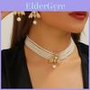 Fashionable Gold Small Bee Necklace And Earring Set With Layered Pearl Design For Women