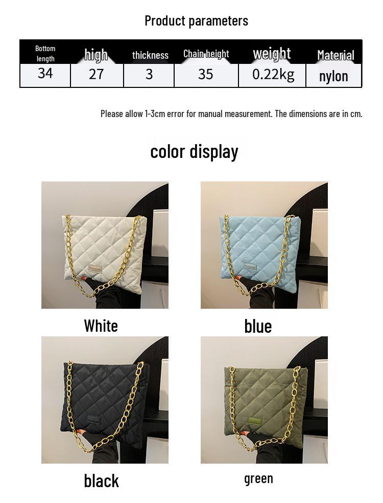 Herbst 2025 Trendige Diamant-Rauten-Stickerei Kette Schultertasche