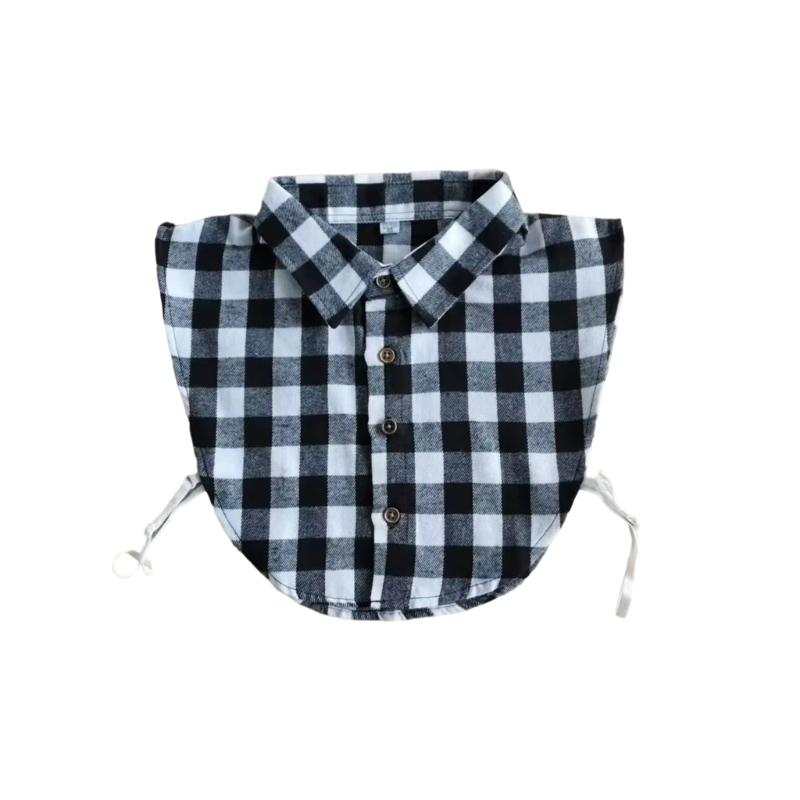 Insert Casual Cotton Collar Elegant Sweet False Collar Half Shirt for Lady Delicate Checkered Collar Casual Insert
