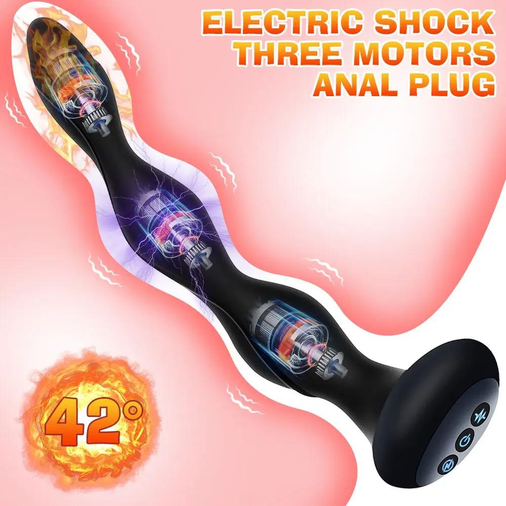 Plug Electric Shock Man Heating Beads Vibrators Butt Plug Vibrator Masturbator Adult Sex Toy for Men Women Dildo