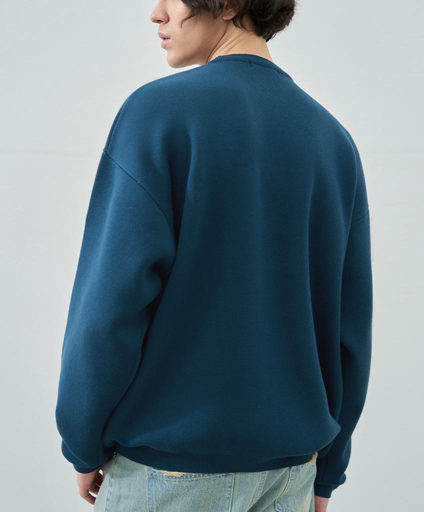 DRAW FIT Ocers Lettering Pullover Knit [Blue]