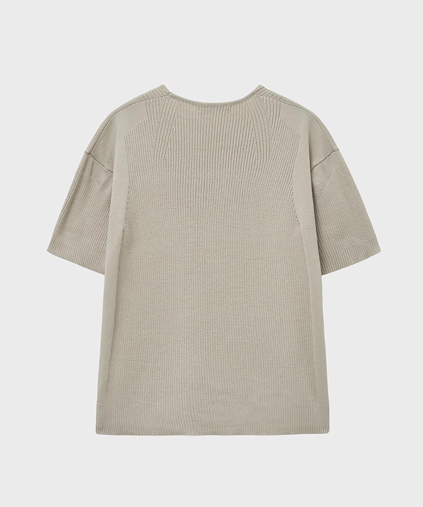 NOIRER Micro Ribbed Square Neck Half Knit (Beige)