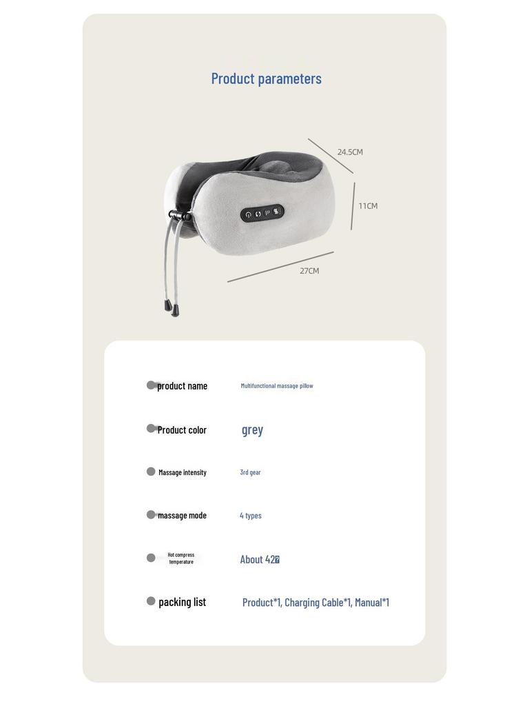 U-shaped Multi-functional Neck and Back Massager Pillow for Cervical and Lumbar Support