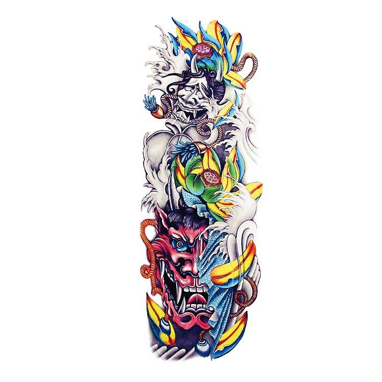 Flower Arm Tattoo Sticker Waterproof Men And Women Sticker Full Arm Waterproof Tattoo Sticker Ukiyo-E Painting Geisha Simulation Big Picture Sticker