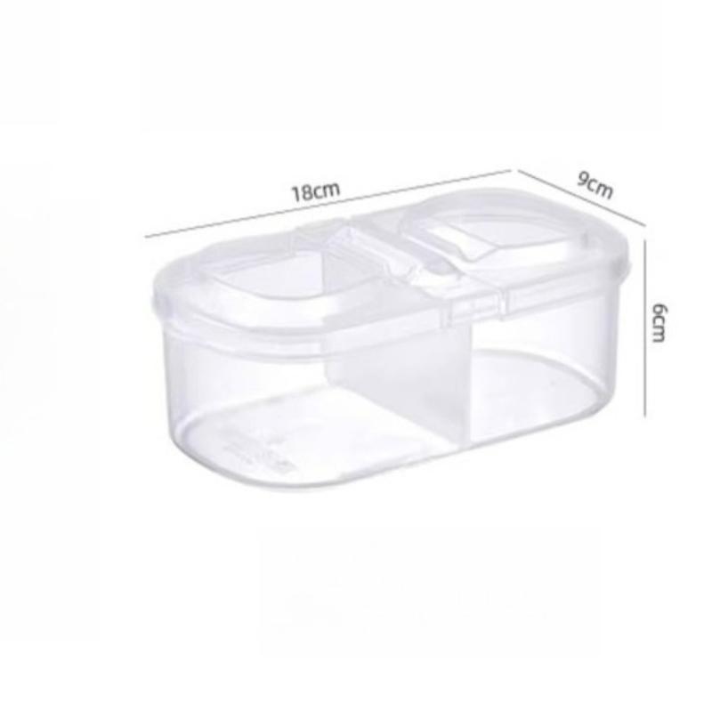 

1pc Dual Compartment Food Storage Container Plastic Sealed Easy Clean Reusable for Spices Herbs Lunch Kitchen Camping Office
