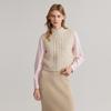 ELLE French Design Sleeveless Soft Round Neck Pullover Knit Vest Women tops Beige L7WZT113