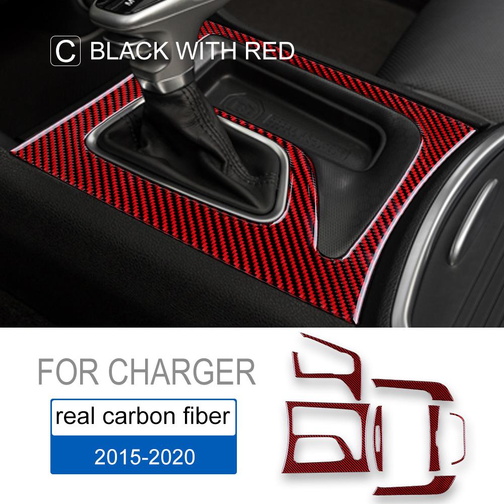 Real Carbon Fiber Gear Shift Panel Cover For Dodge Charger 2015-2016-2017-2018-2019-2020 Interior Trim Sticker Auto Accessories