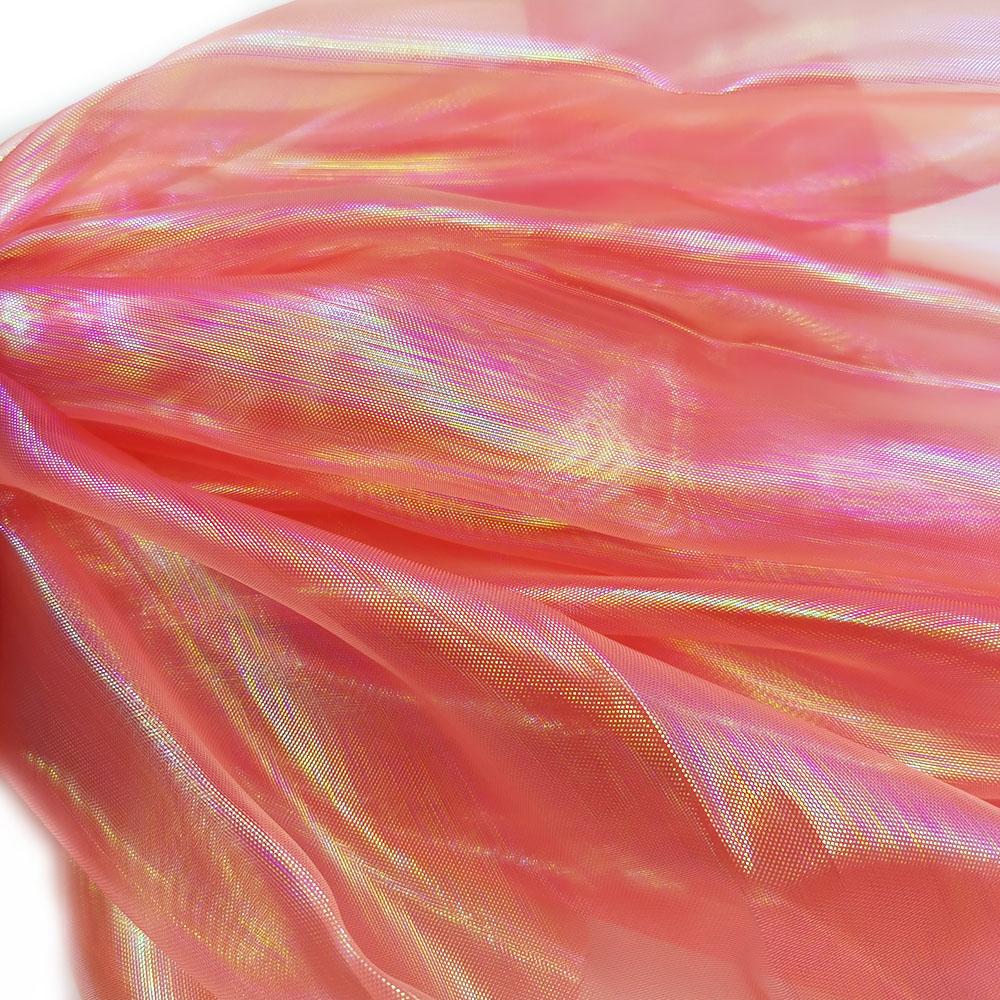 100x150cm Holographic Fluorescent Voile Organza Tulle Fabric Shiny Gauze for Wedding Decor Stage Costumes Doll Clothes DIY Craft