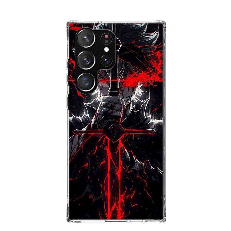 Black C-Clovers Anime Phone Case For Samsung Galaxy S26 Ultra S23 S24 S25 Edge S20 FE S21 S22 Plus Soft Print Shell Cover Fundas