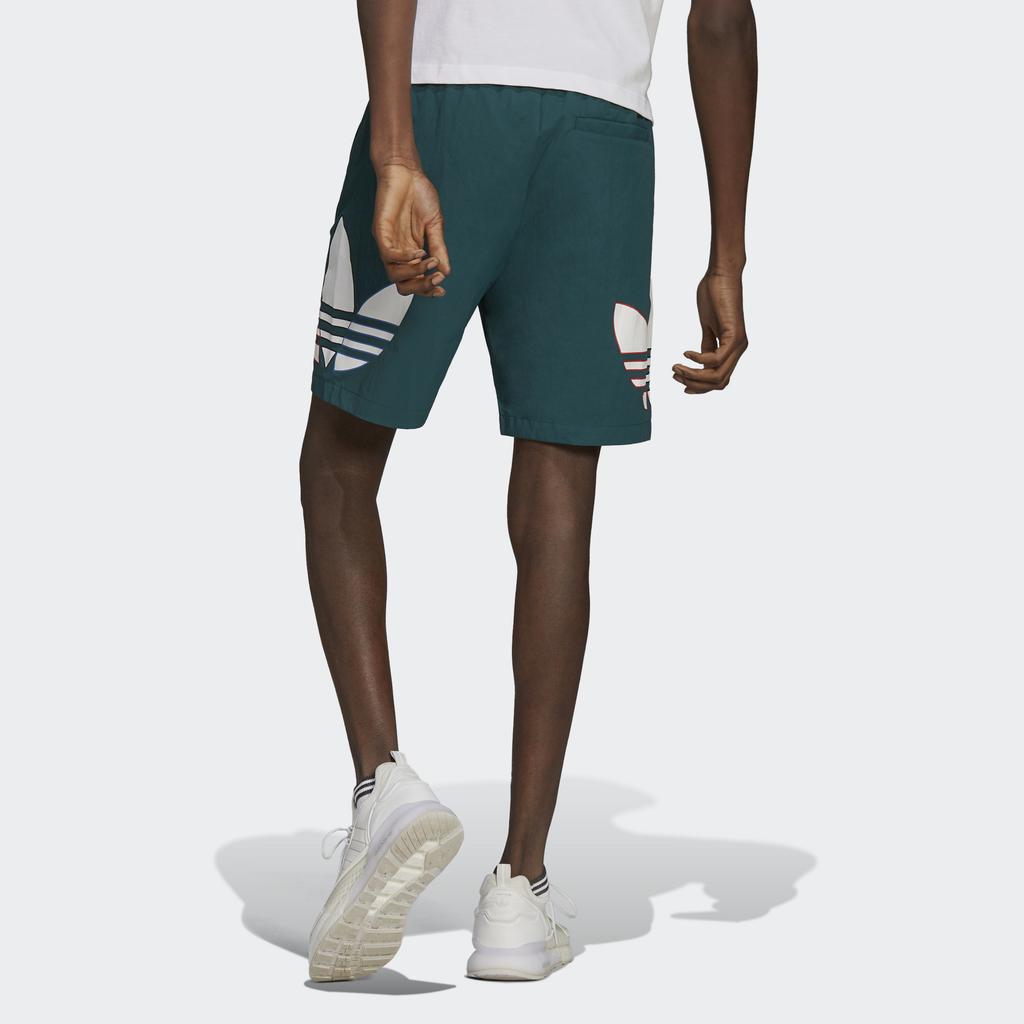 Adidas Originals Trefoil Tricolor Short Logo Print Quick-Dry Training Shorts Men Bottoms Green H09358