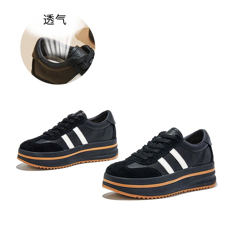 Wula grass pigskin insoles, genuine leather Dexun shoes, women's shoes 2025 autumn new platform Forrest Gump shoes, versatile sports shoes