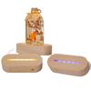 Oval Touch-Control LED Night Lamp with USB, Beech Wood Base