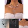 Gothic Cross Choker Necklace For Women With Geometric Pendant And Gold Finish