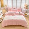 Four-piece Set of Embroidered Thickened Thermal Fleece Quilt Cover Sheets and Bedding