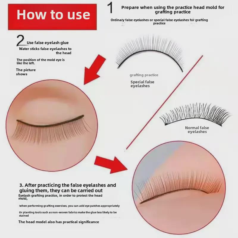 Beginner Eyelash Practice Model Head - Beauty Salon Training Tool