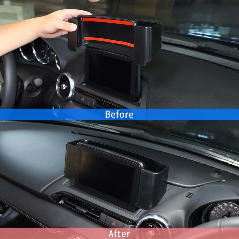 ABS Car Central Control Navigation Screen Rear Storage Box Mobile Phone Tray for Mazda MX-5/Fiat 124/Abarth 124 2016-