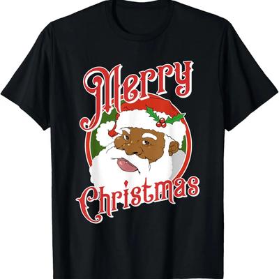 Black Merry Christmas Santa Claus T-Shirt