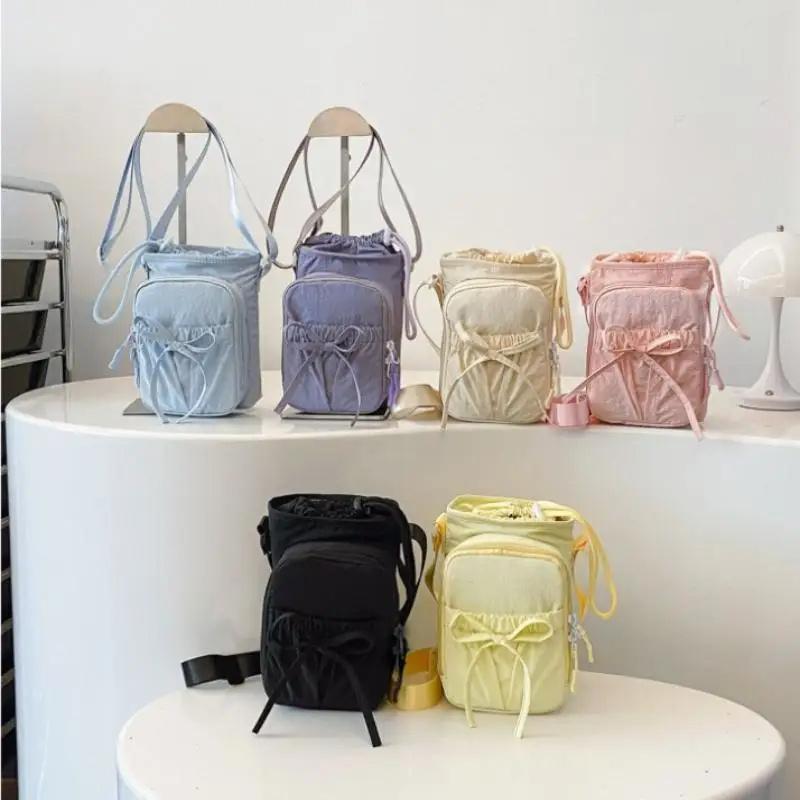 Outdoor Women's Small Bowknot Crossbody Bag Knot Mobile Phone Pouch Single oulder Bag Commuting Thermal Water Bottle Bag