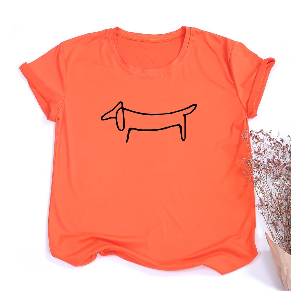 Simple Dachshund Dog Print Clothes Women Summer T Shirt Graphic Tees Female Harajuku Aesthetic Short Sleeve