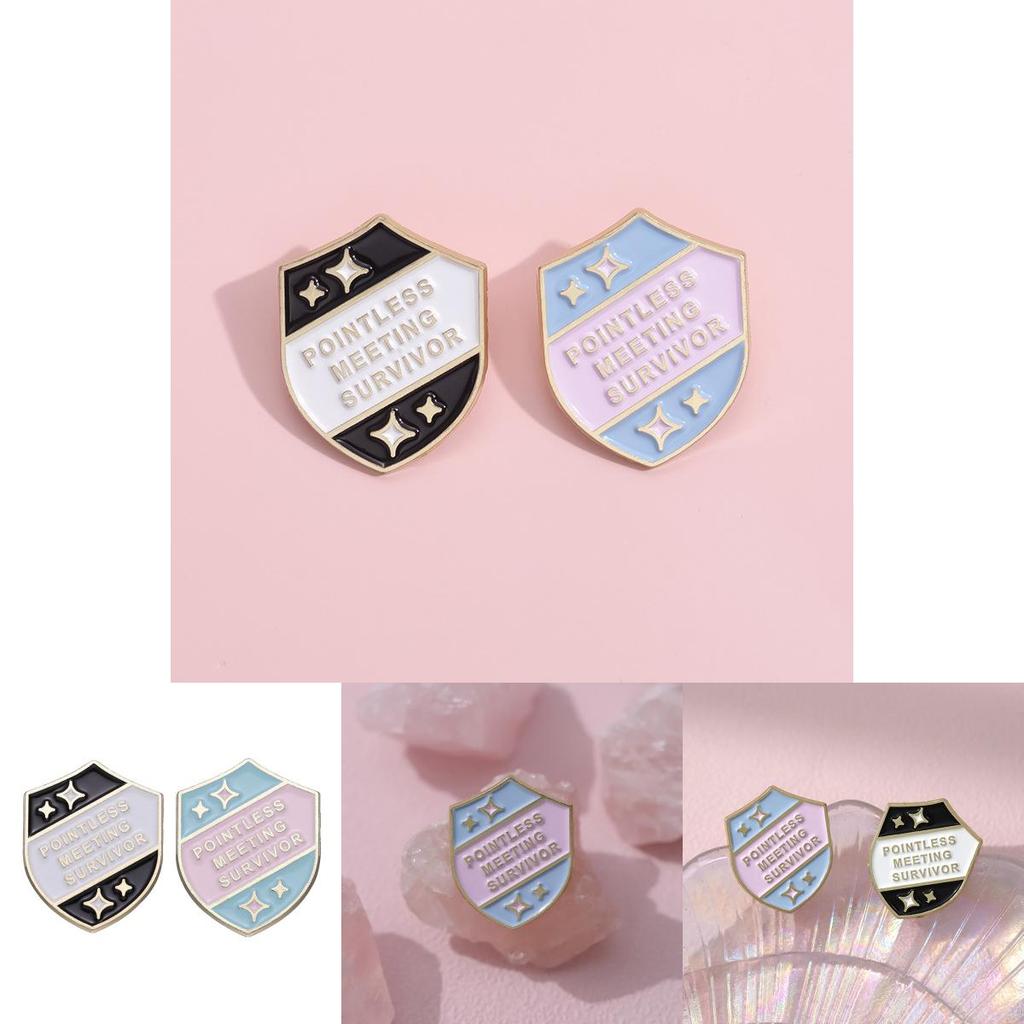 Artistic Alloy Letter Shield Brooch With Colorful Cartoon Style For Trendy Fashion