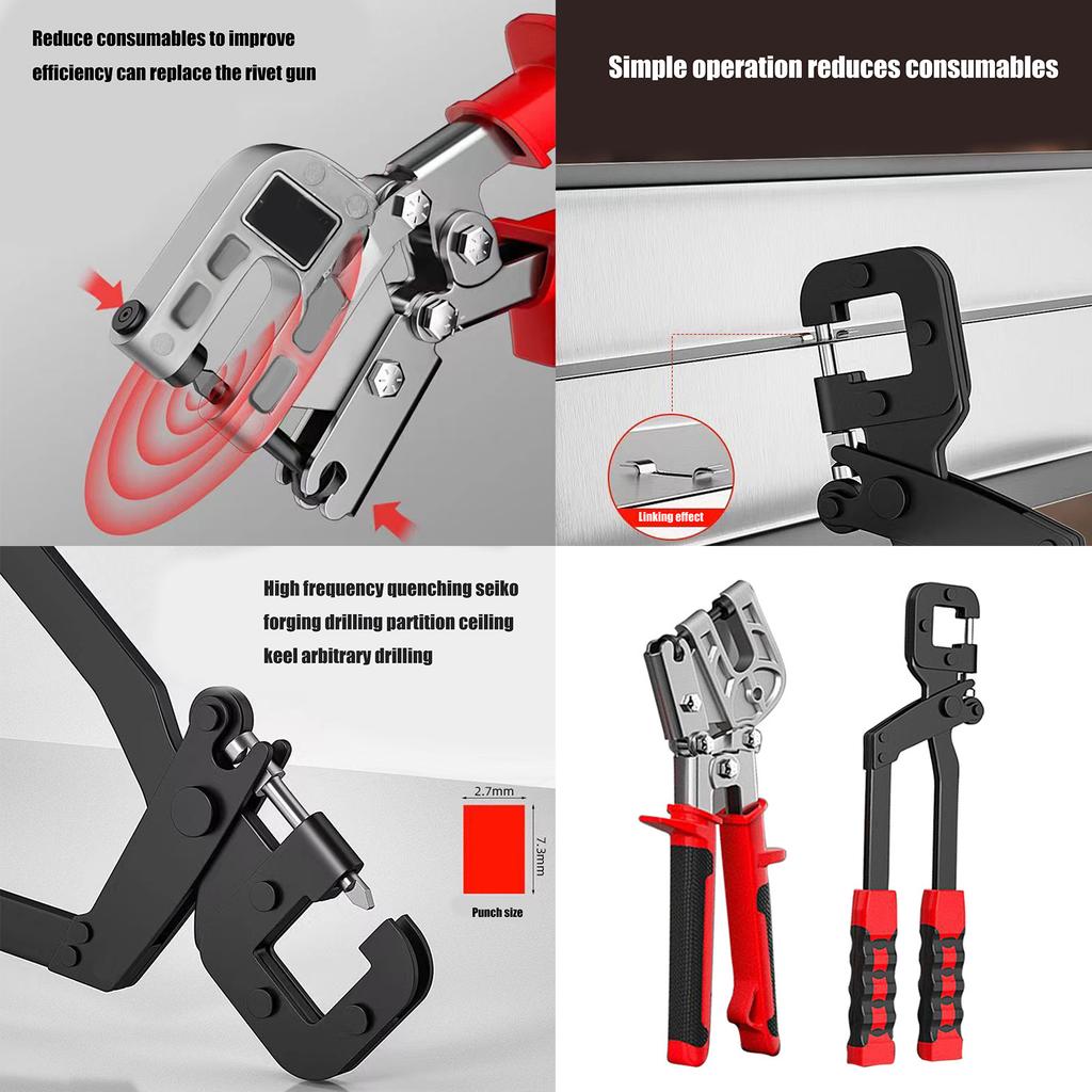 Handheld Metal Bolt Pliers Crimper Punch Lock Frame Fixing Fastening Hand Tool for Drywalls and Plasterboard Projects