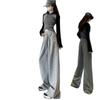 White Wide-leg Pants Women's Spring and Autumn New High-waisted Mopping and Thin Loose Straight Sweatpants Casual Sports Trousers